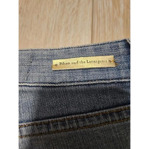 PILCRO AND THE LETTERPRESS Slim Boyfriend Jeans Red Tassel Hem Sz 26 - Picture 9 of 9